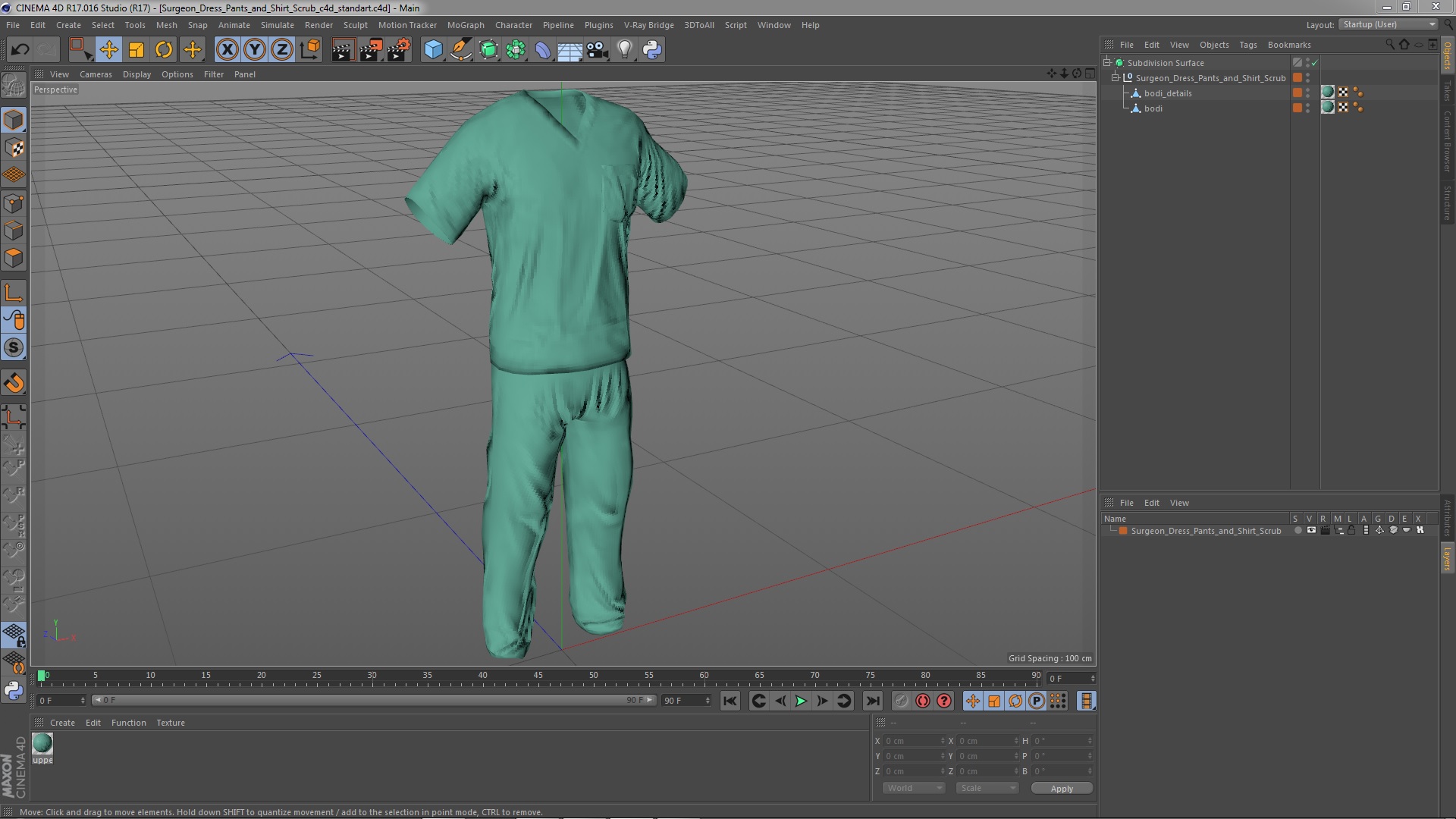 3D model Surgeon Dress Pants and Shirt Scrub