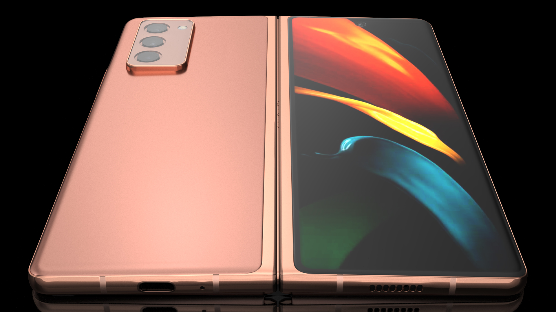 3D Samsung Z Fold 2 Bronze model