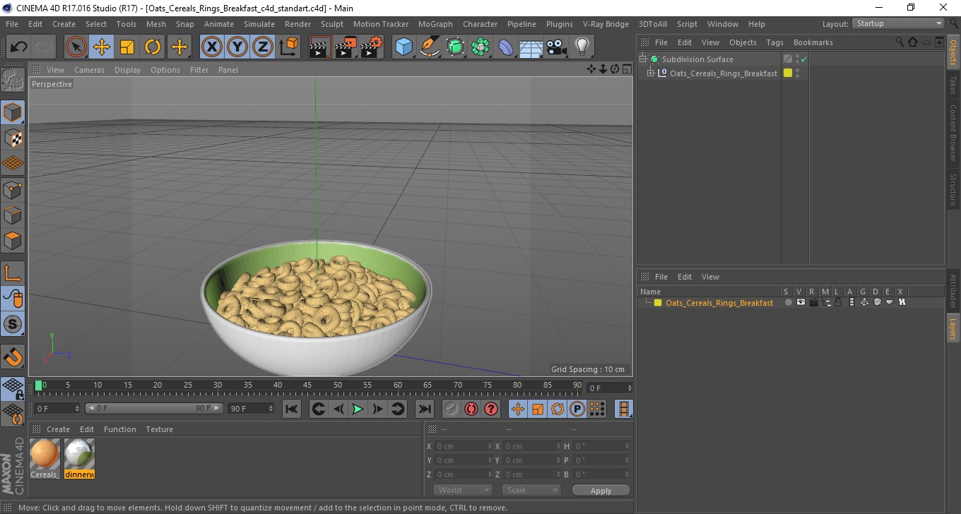 3D Oats Cereals Rings Breakfast model
