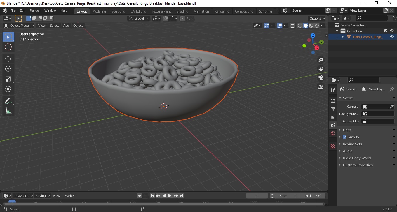 3D Oats Cereals Rings Breakfast model