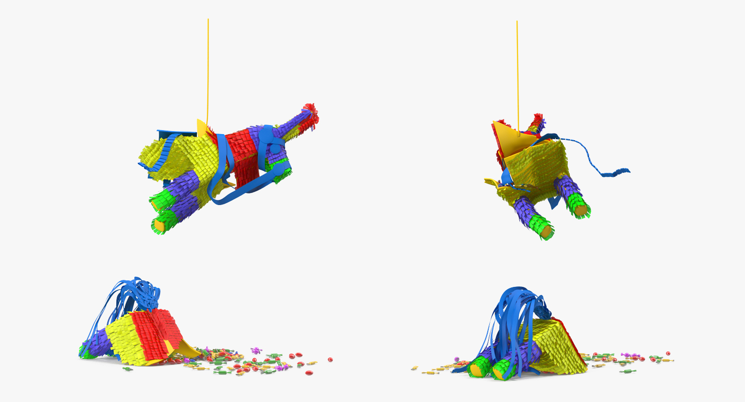 3D Smashed Donkey Pinata
