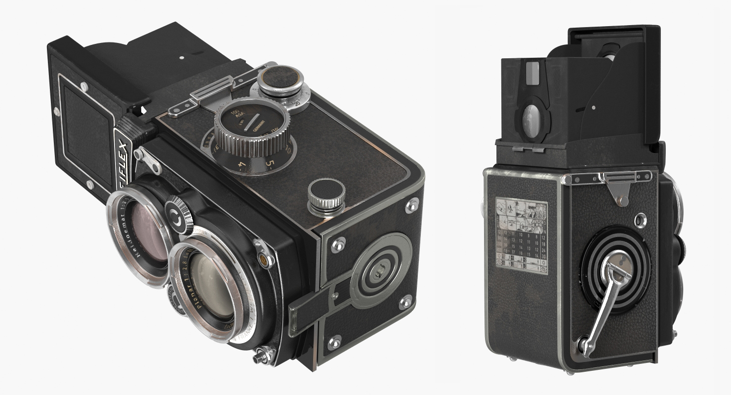 Vintage TLR Rolleiflex Film Camera 3D model