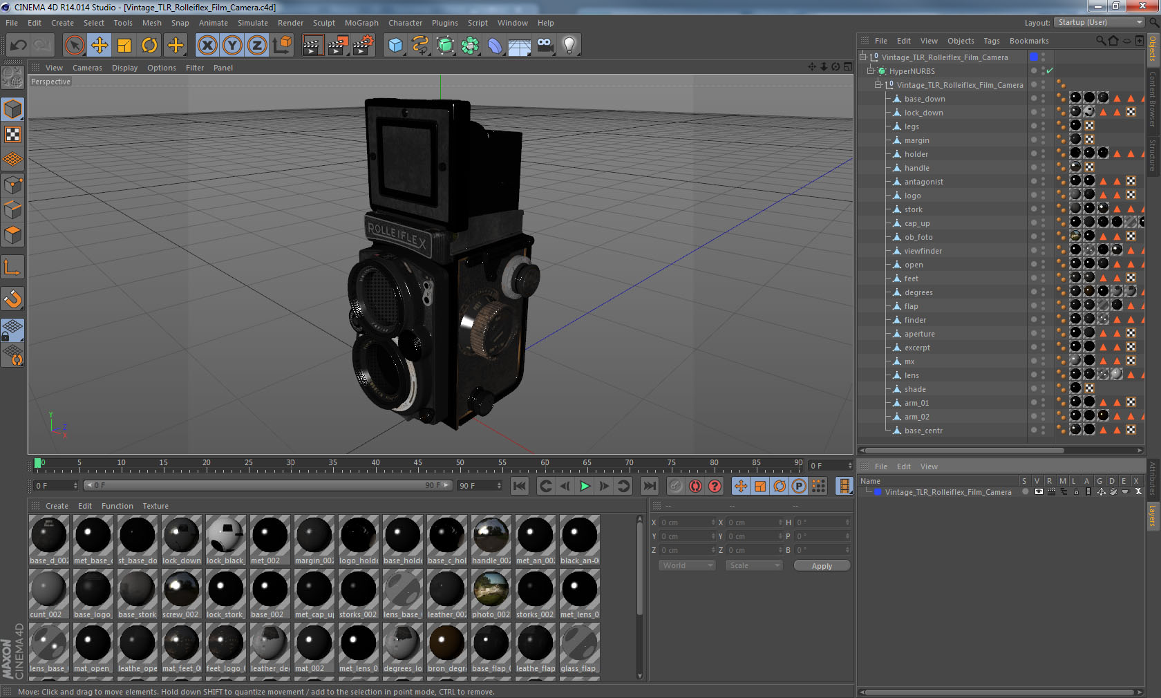 Vintage TLR Rolleiflex Film Camera 3D model