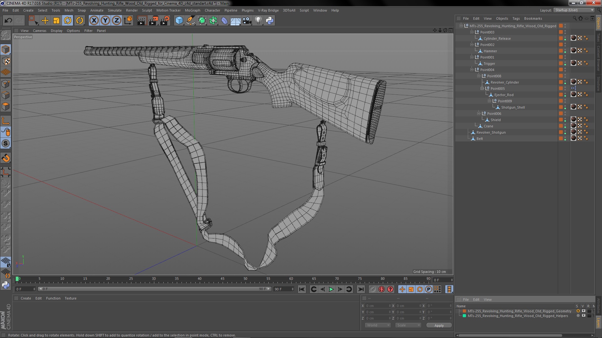 3D MTs-255 Revolving Hunting Rifle Wood Old Rigged for Cinema 4D