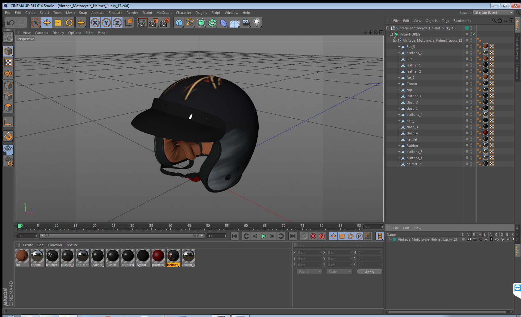 Vintage Motorcycle Helmet Lucky 13 3D model