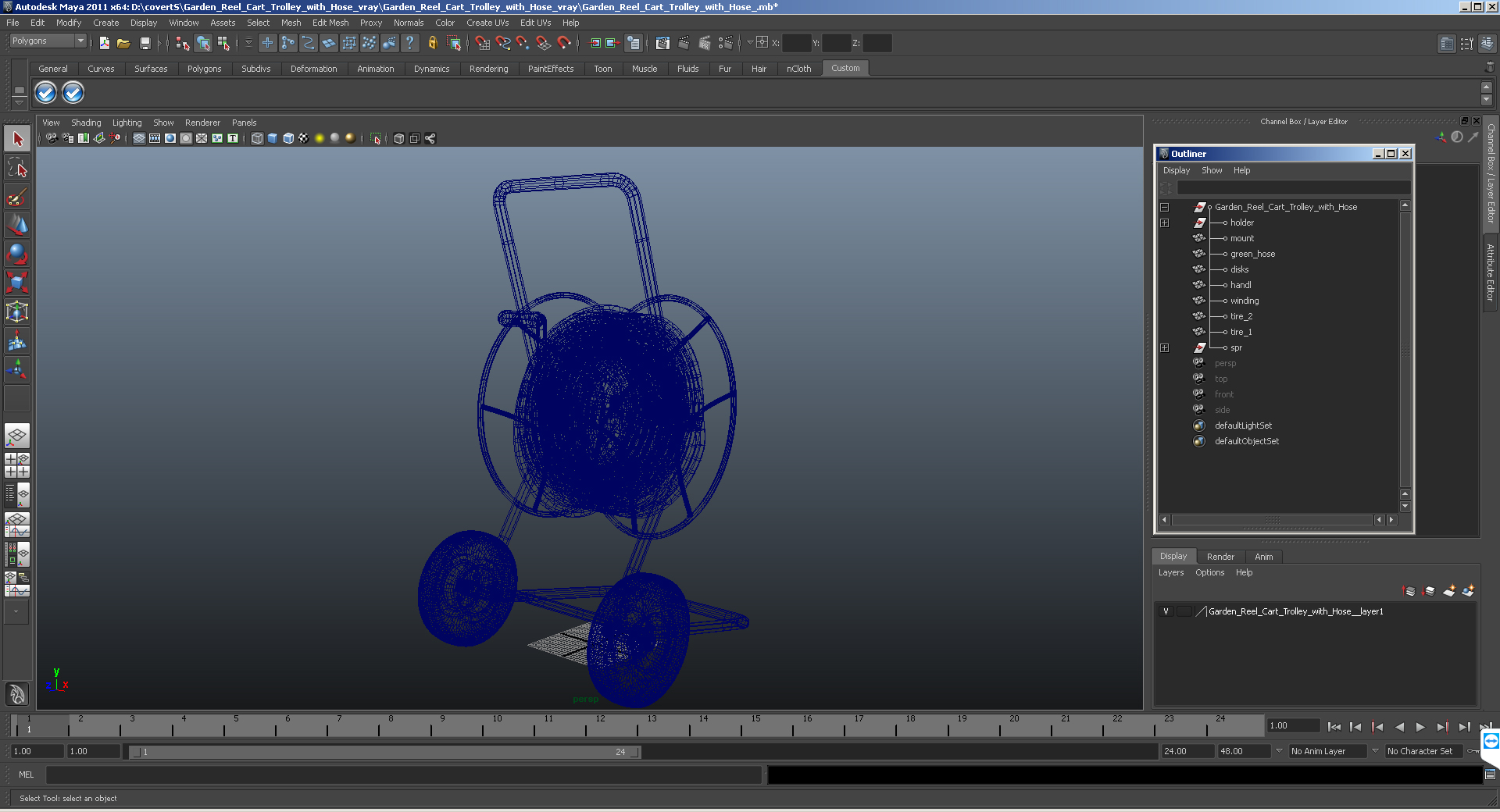 Garden Reel Cart Trolley with Hose 3D model
