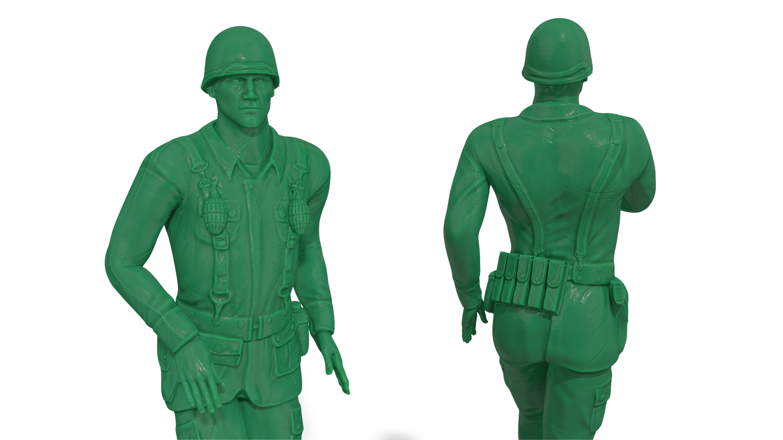Green Toy Soldier Rigged 3D model