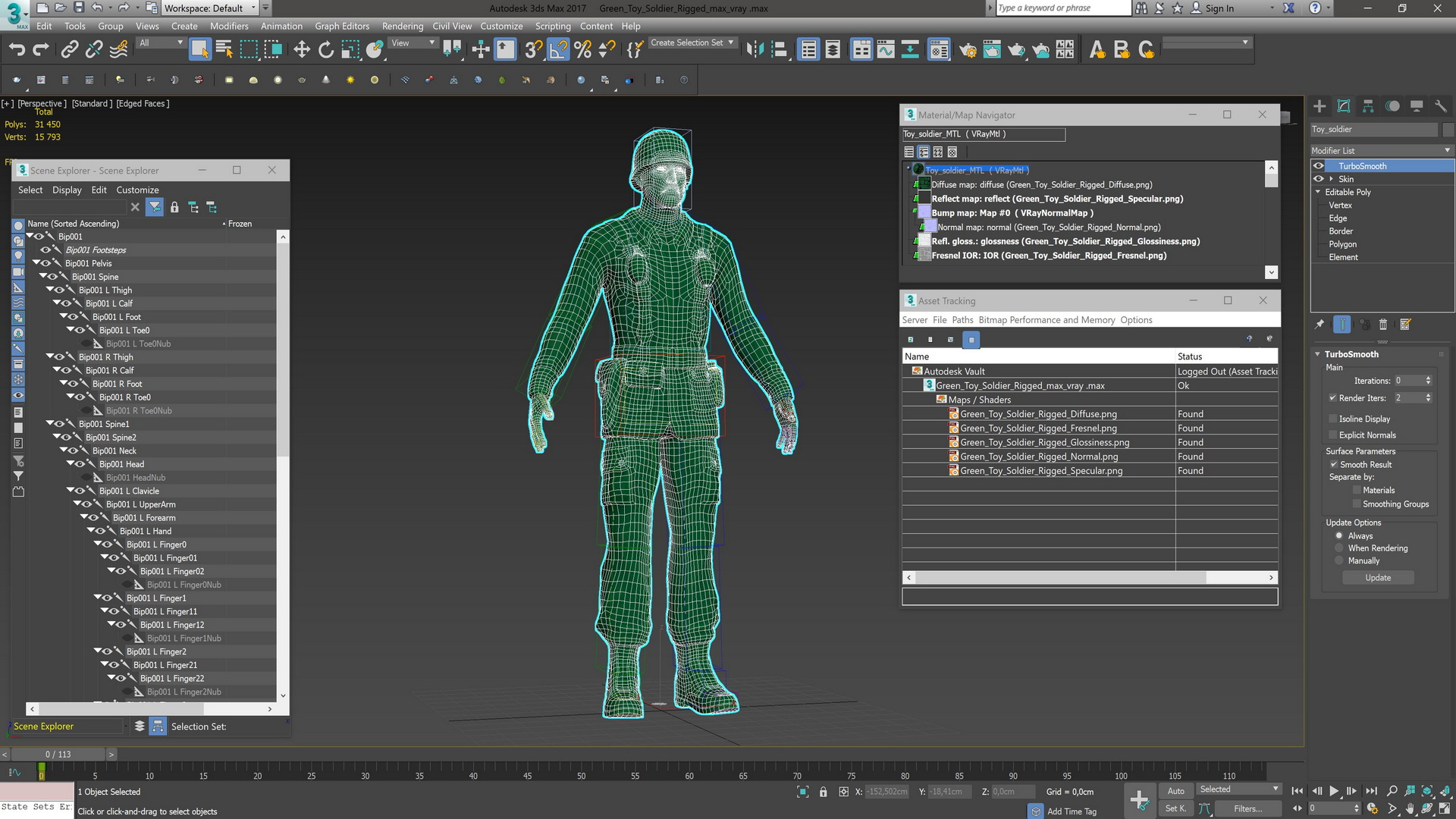 Green Toy Soldier Rigged 3D model