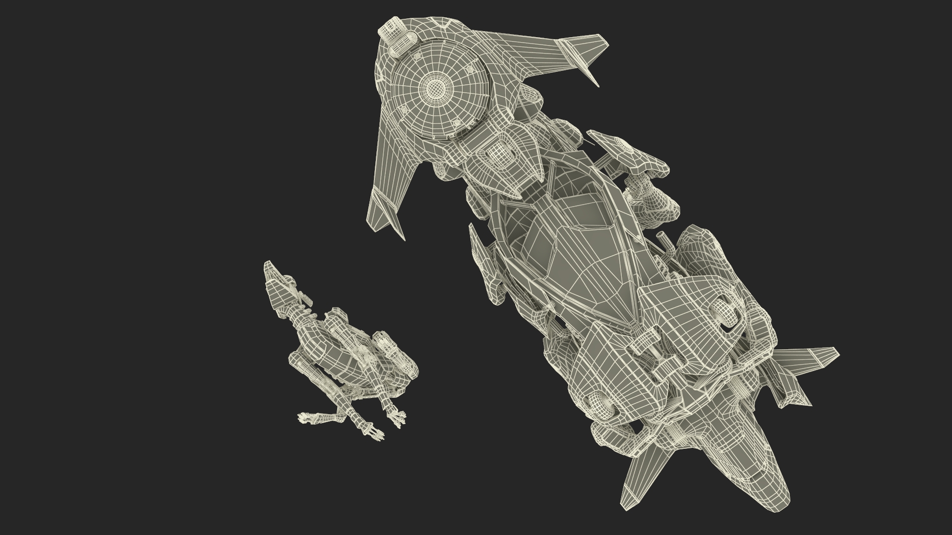 Sci Fi Police Pilot on Hoverbike with Robot Dog 3D