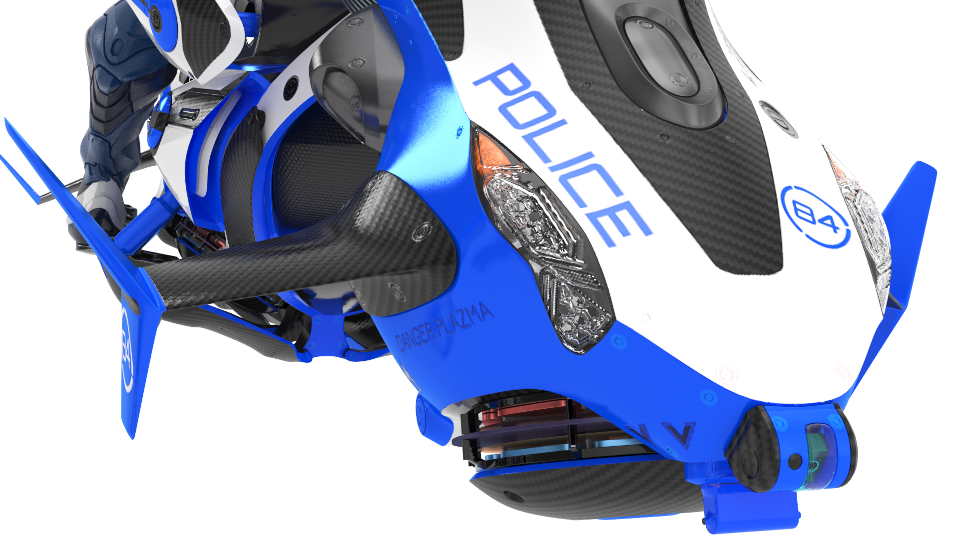 Sci Fi Police Pilot on Hoverbike with Robot Dog 3D
