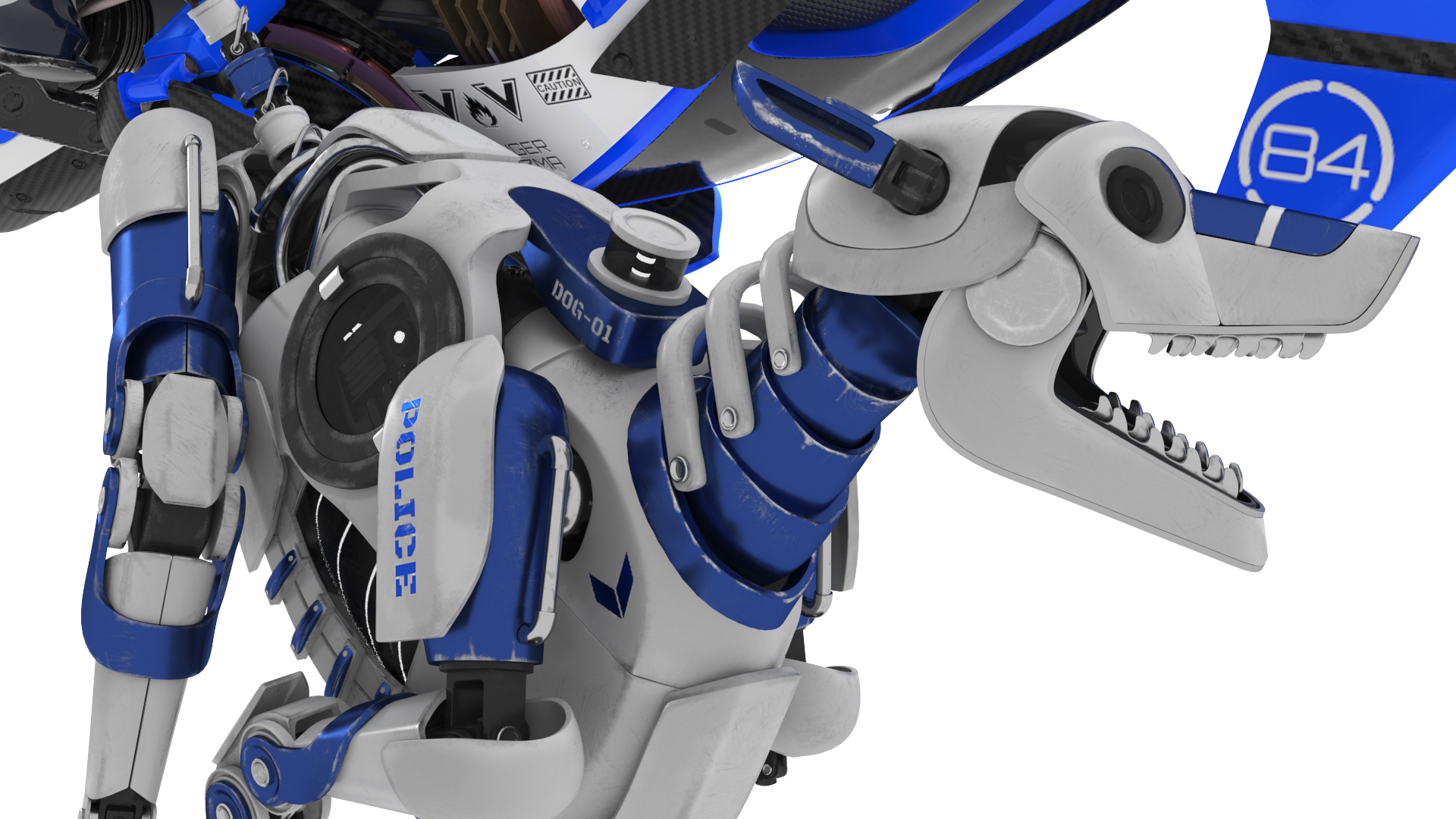 Sci Fi Police Pilot on Hoverbike with Robot Dog 3D