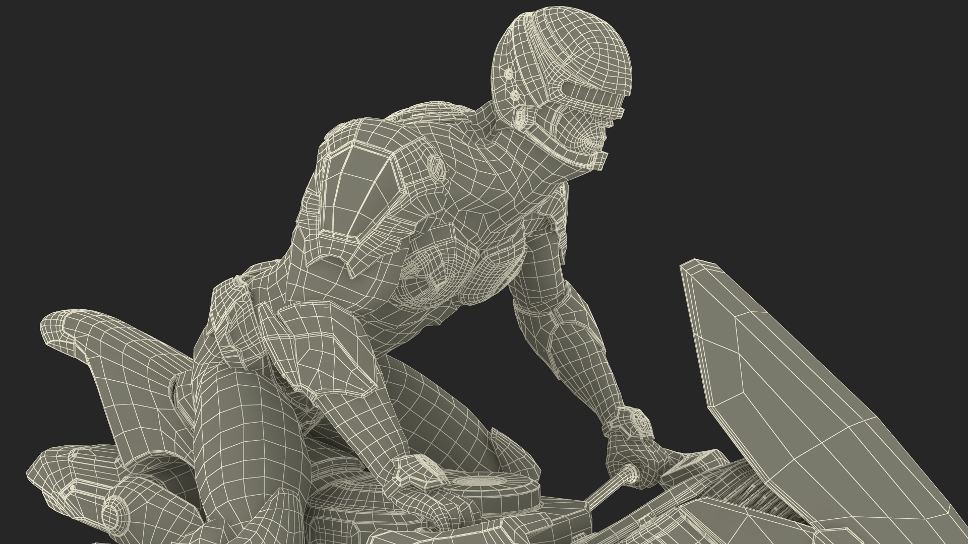 Sci Fi Police Pilot on Hoverbike with Robot Dog 3D