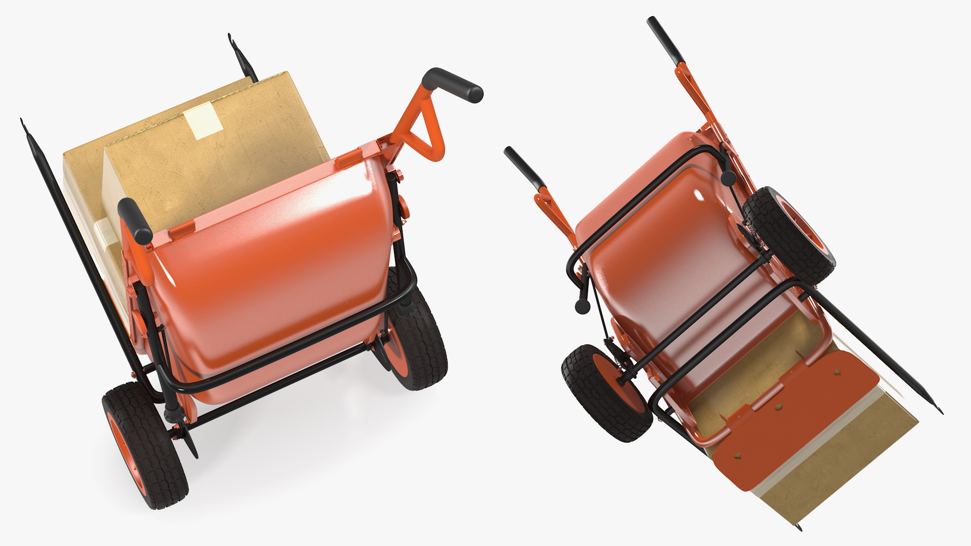 3D Cart with Cardboard Box model