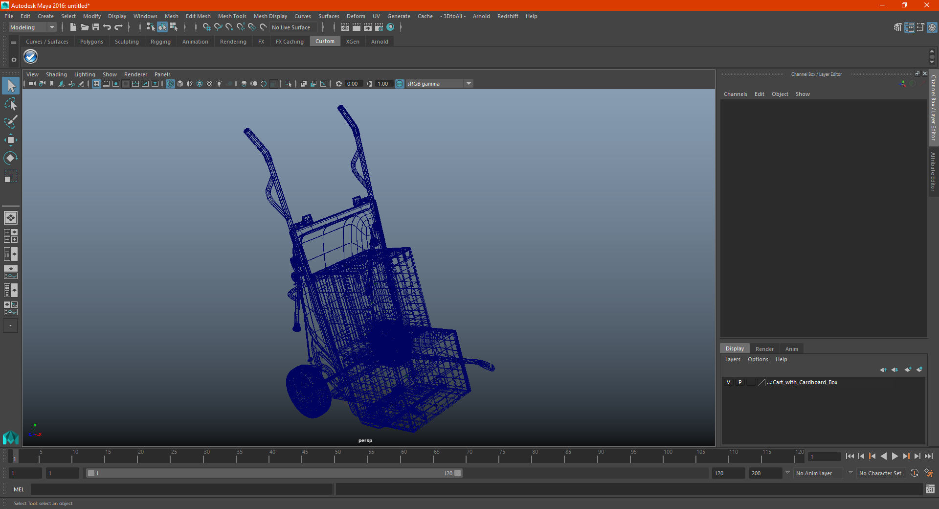 3D Cart with Cardboard Box model