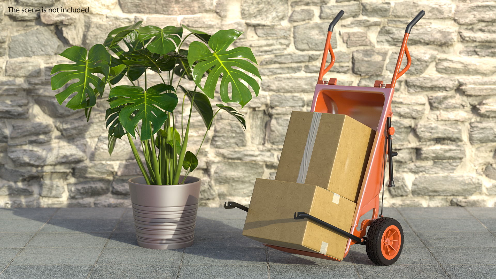 3D Cart with Cardboard Box model