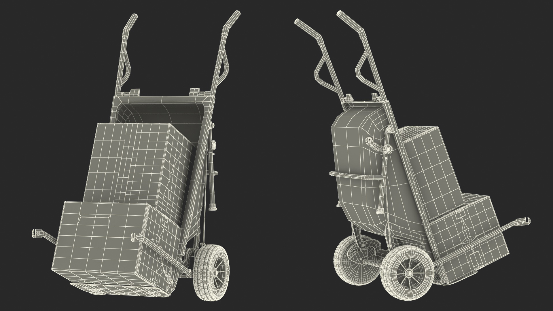 3D Cart with Cardboard Box model