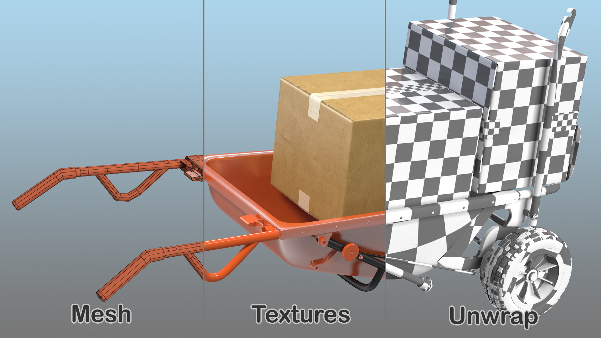 3D Cart with Cardboard Box model