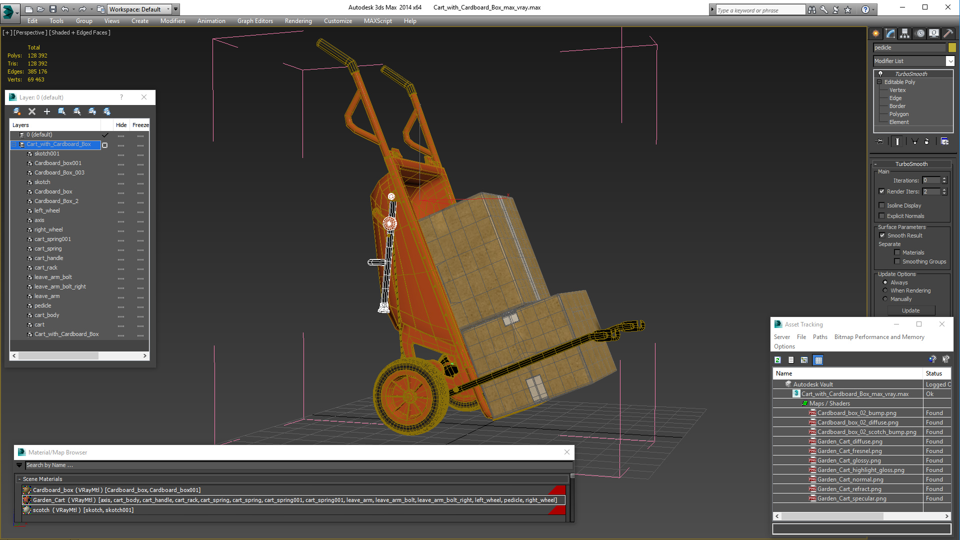3D Cart with Cardboard Box model