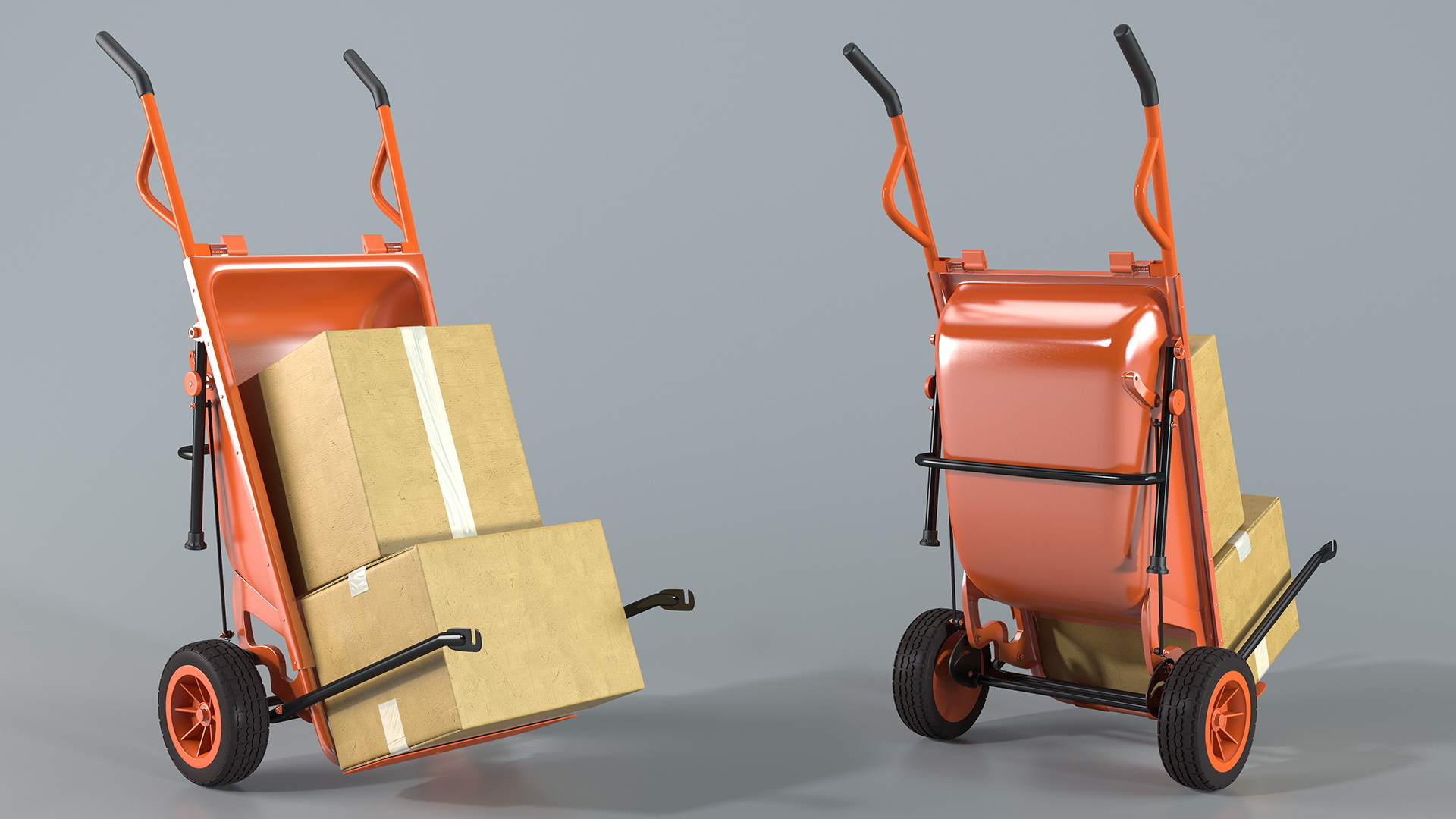 3D Cart with Cardboard Box model