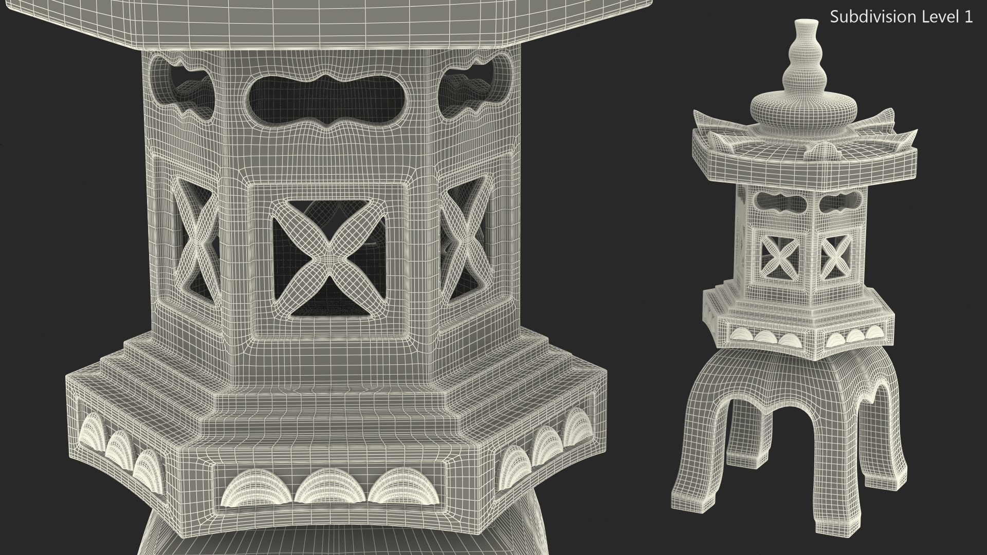 Asian Garden Statue Gray 3D model