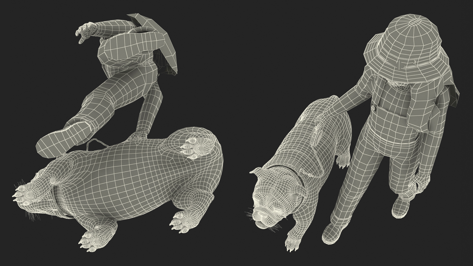 3D model Girl Walks with a Bulldog