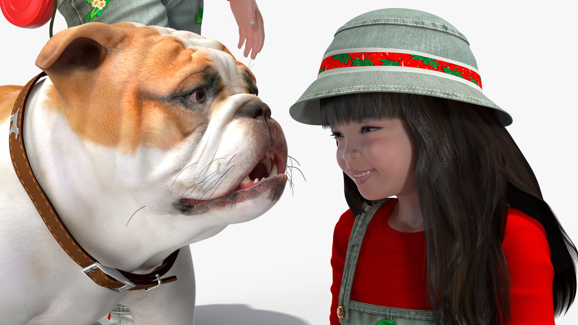 3D model Girl Walks with a Bulldog