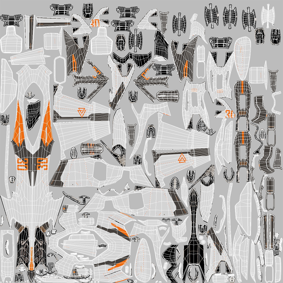 3D model White Futuristic Fighter with Missiles and Landing Gear