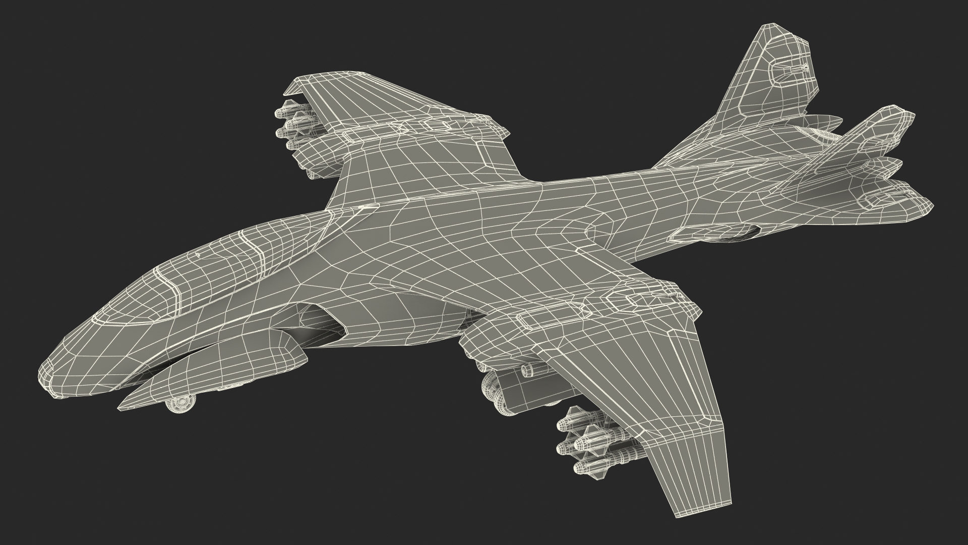 3D model White Futuristic Fighter with Missiles and Landing Gear