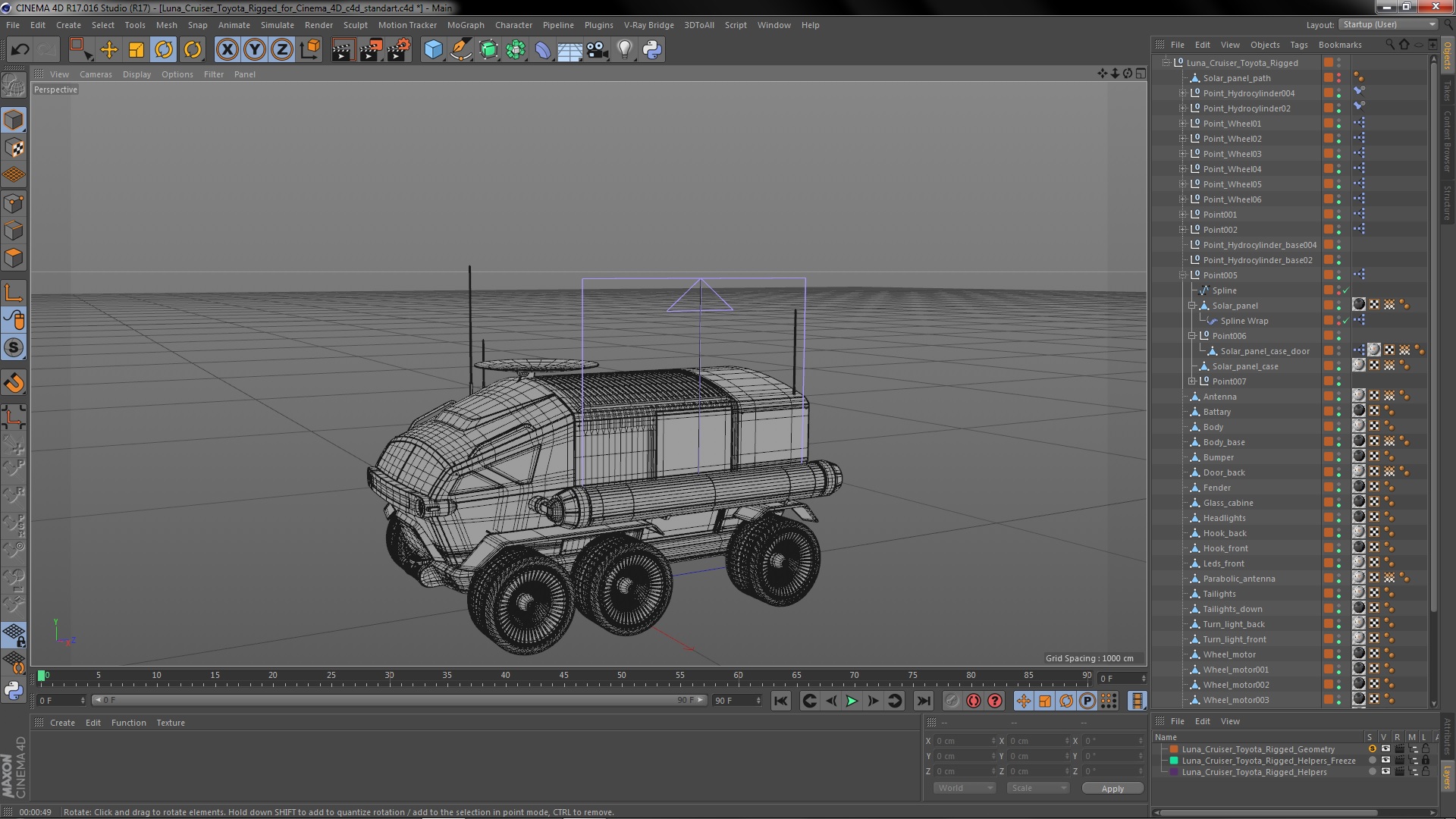 3D model Luna Cruiser Toyota Rigged for Cinema 4D