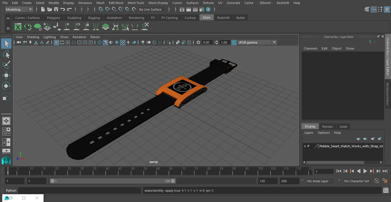 3D Pebble Smart Watch Works with Strap Unbuttoned