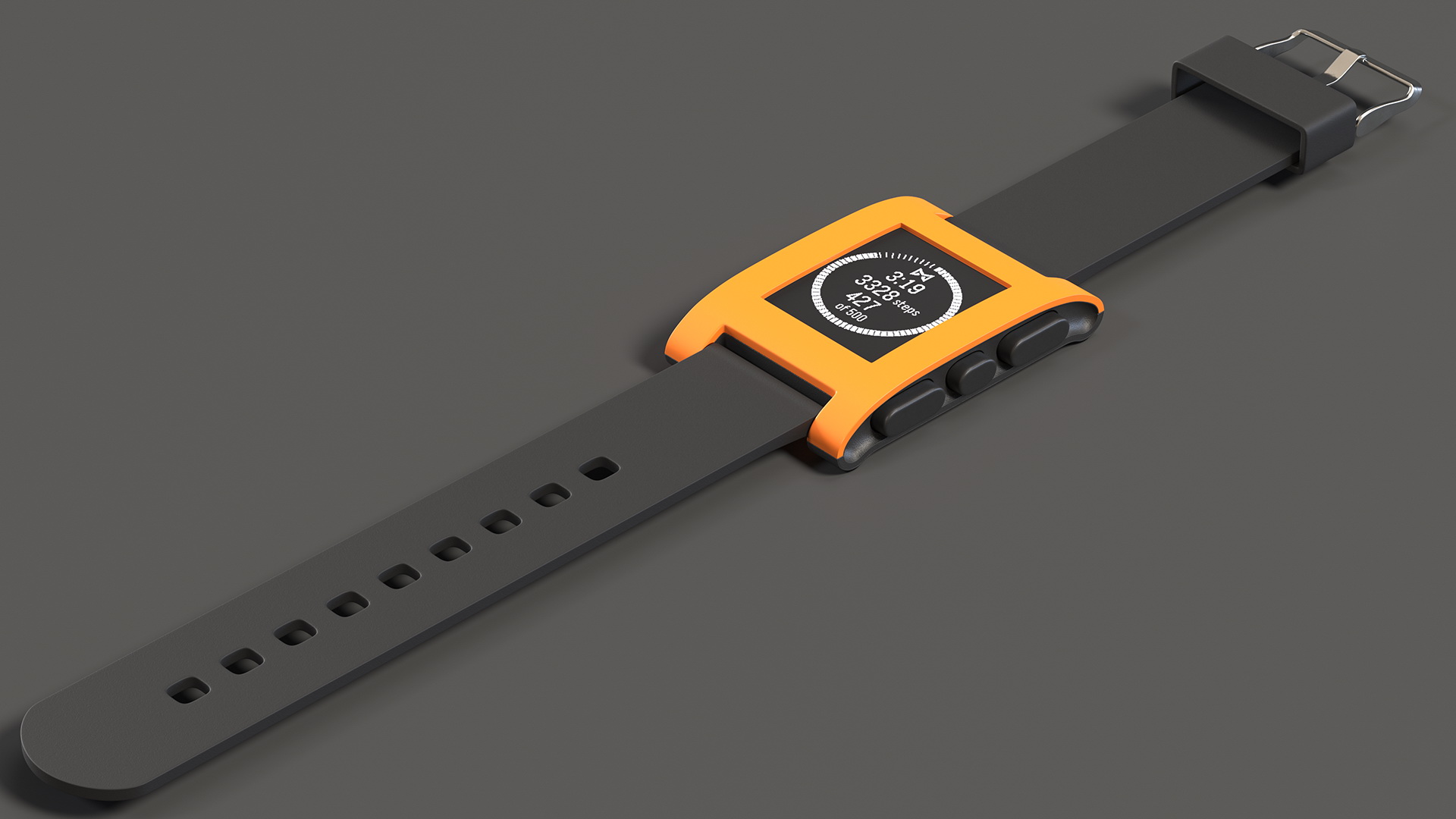 3D Pebble Smart Watch Works with Strap Unbuttoned