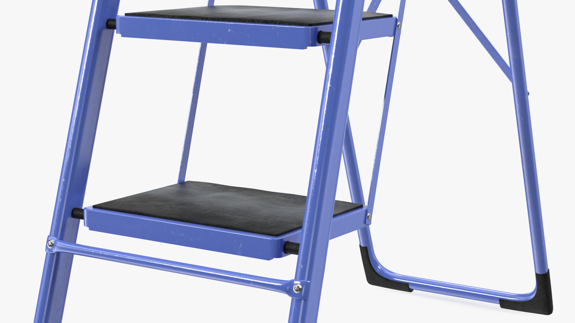 3D model Blue Steel Folding Ladder with 4 Anti Skid Steps Rigged