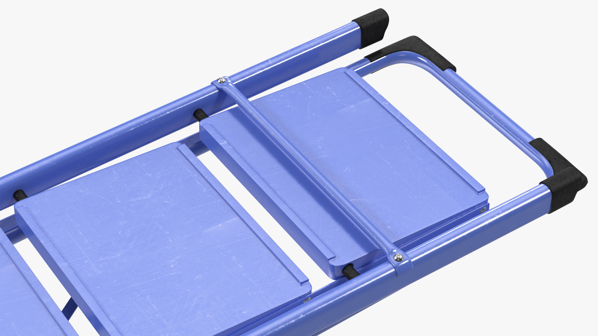 3D model Blue Steel Folding Ladder with 4 Anti Skid Steps Rigged