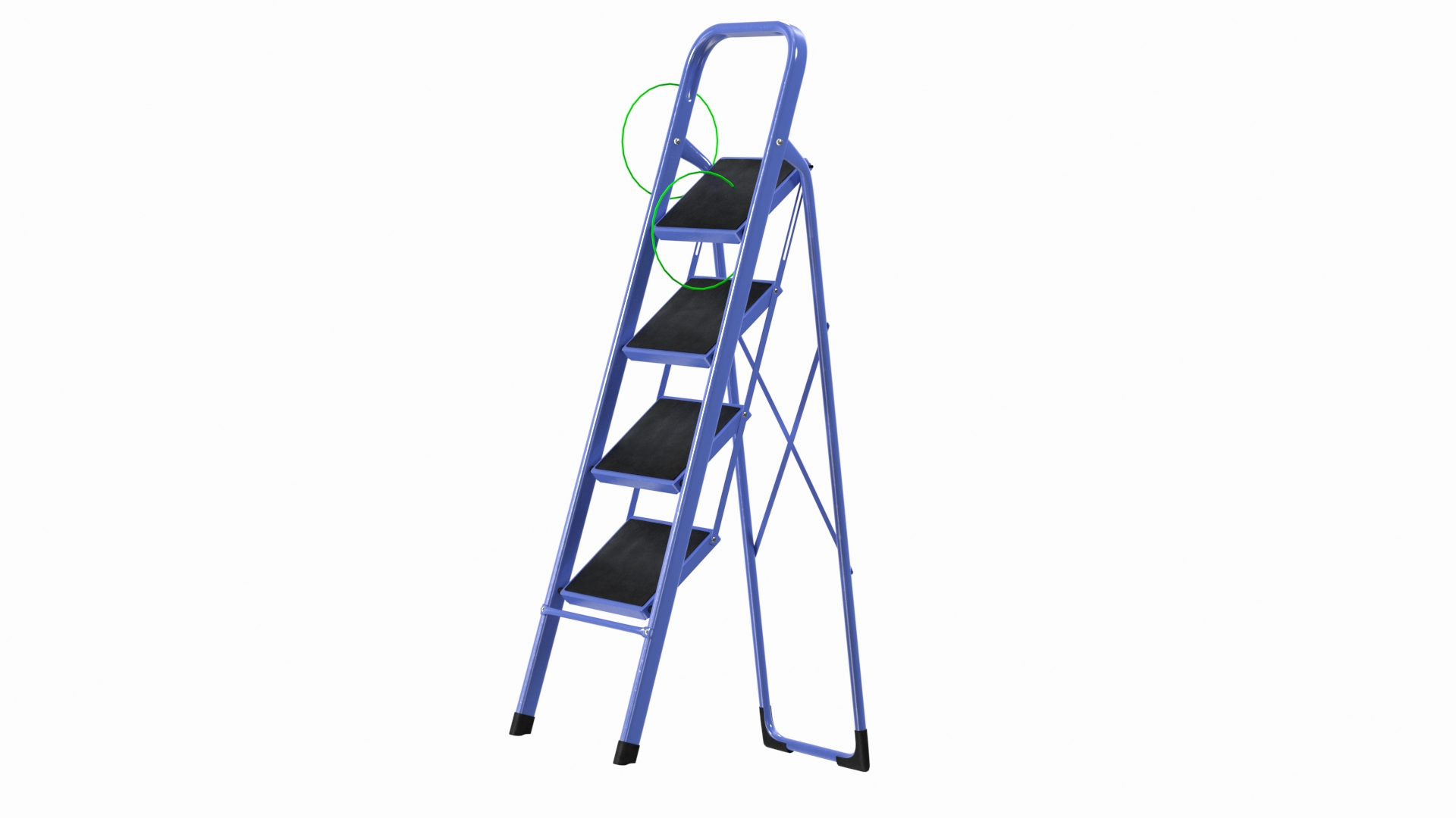 3D model Blue Steel Folding Ladder with 4 Anti Skid Steps Rigged