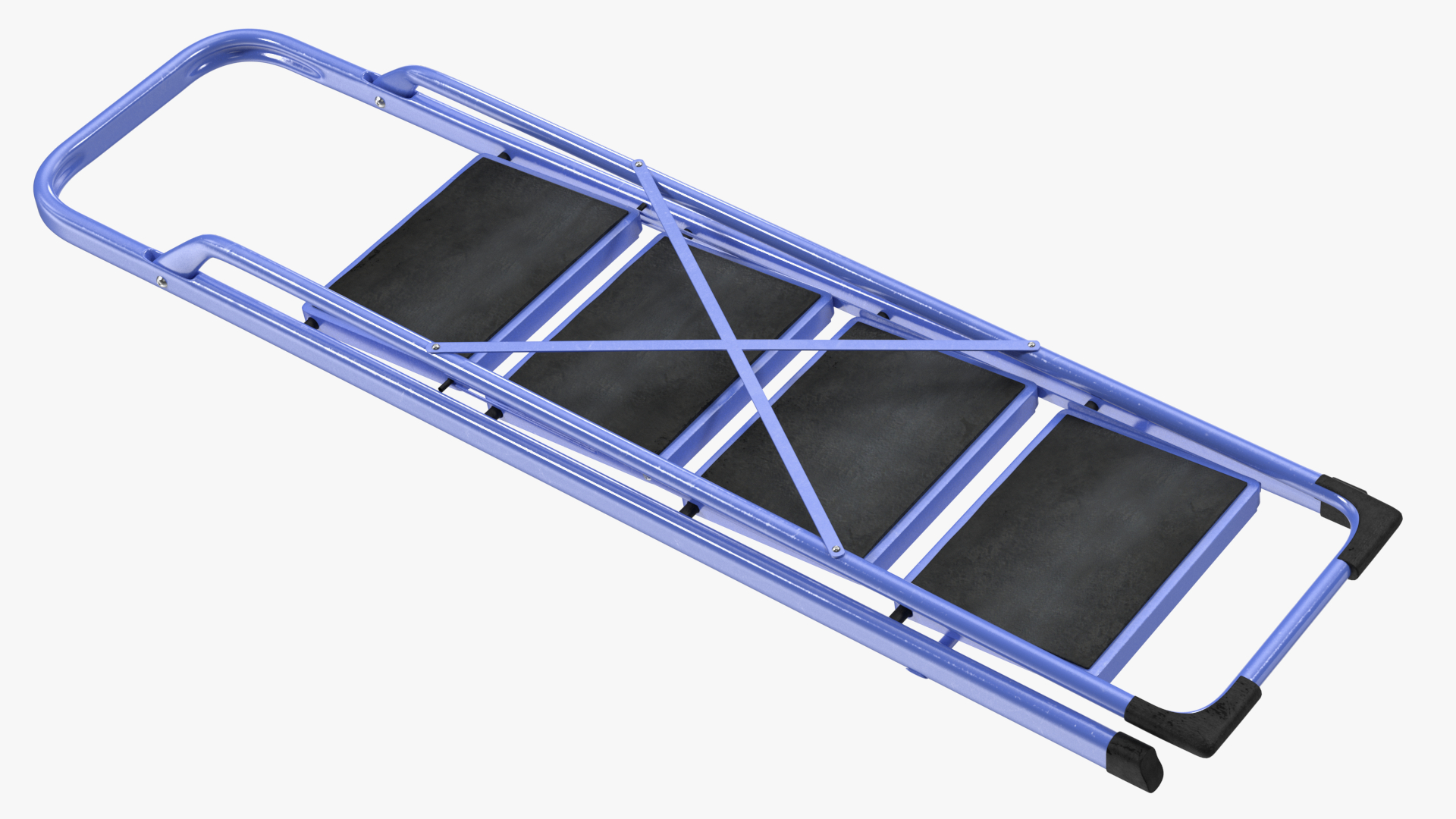 3D model Blue Steel Folding Ladder with 4 Anti Skid Steps Rigged