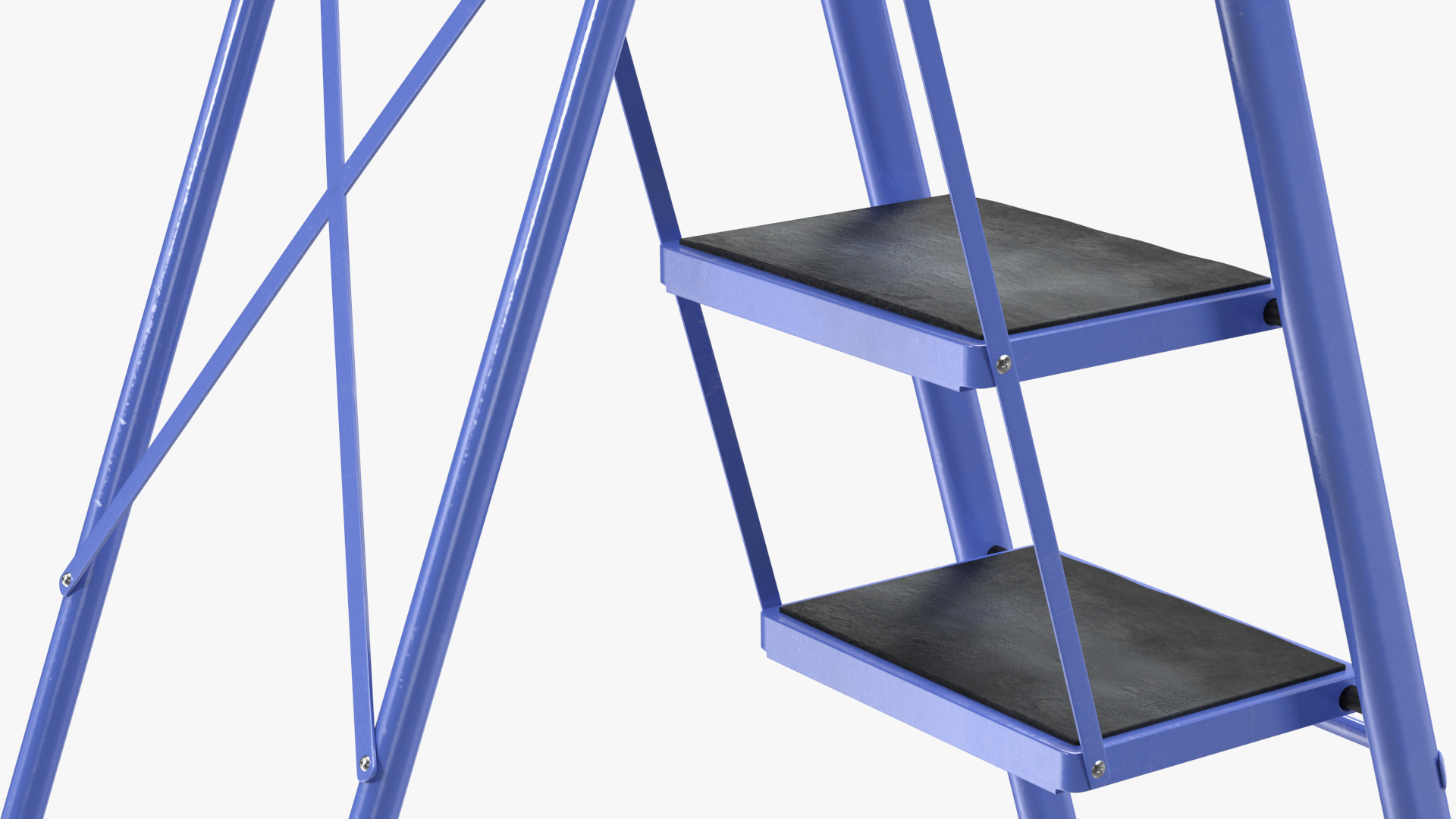3D model Blue Steel Folding Ladder with 4 Anti Skid Steps Rigged