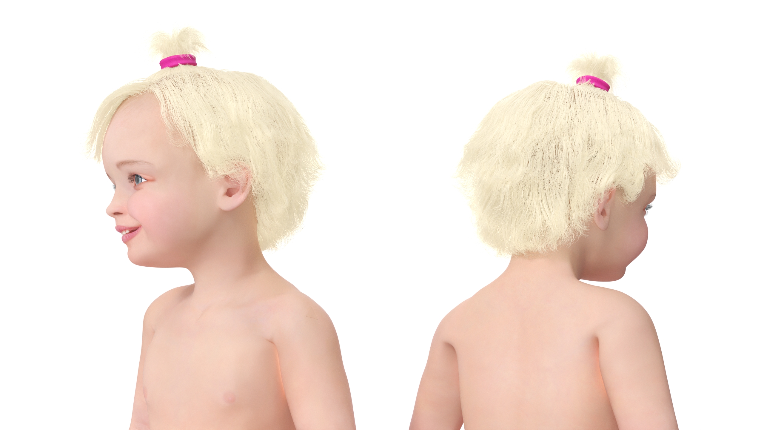 Baby Girl Wearing Diaper Sitting 3D