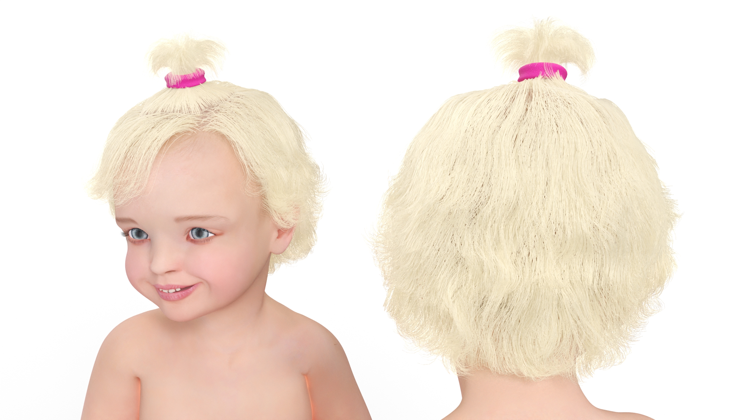 Baby Girl Wearing Diaper Sitting 3D