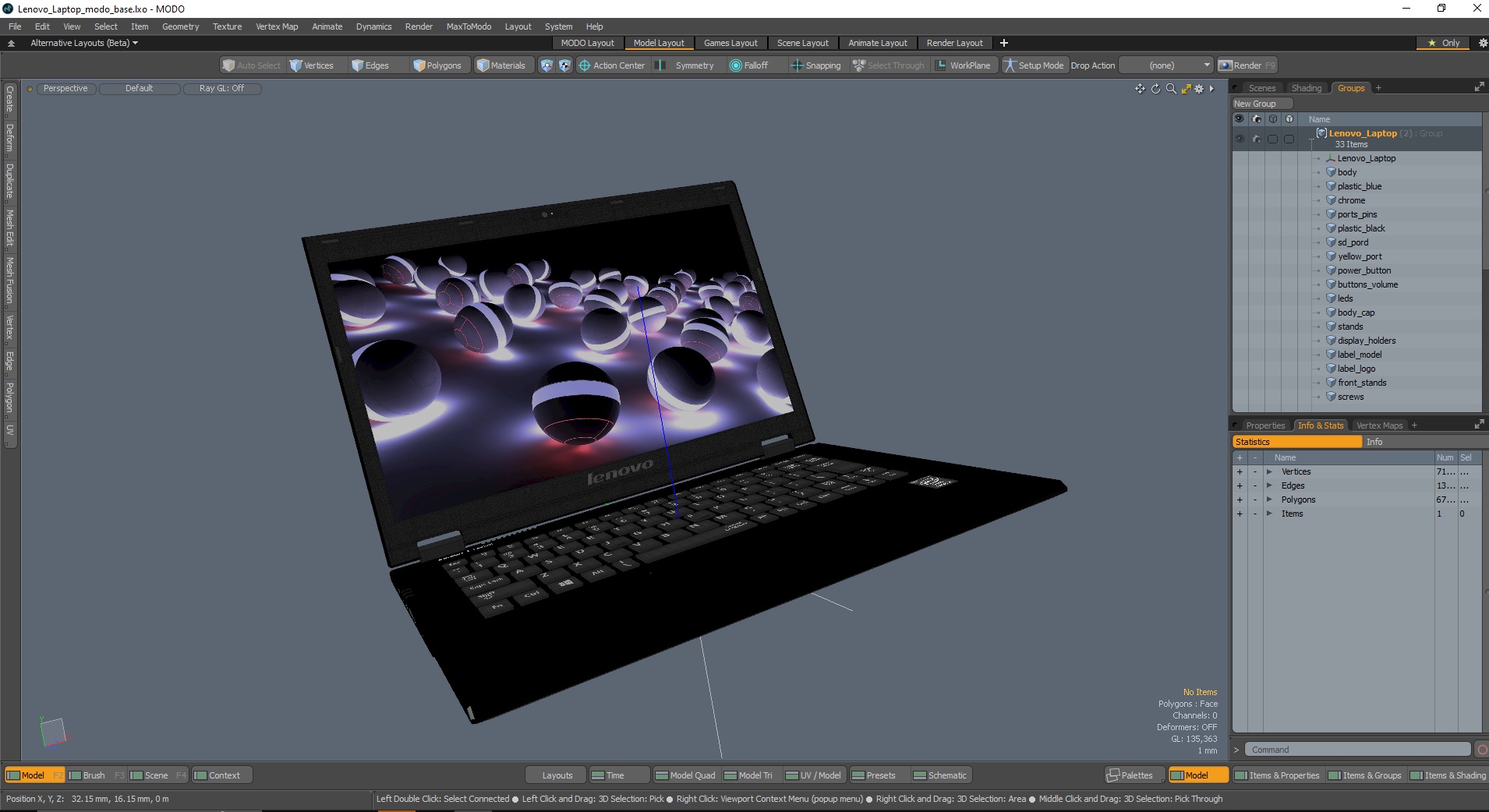 3D Lenovo Laptop model