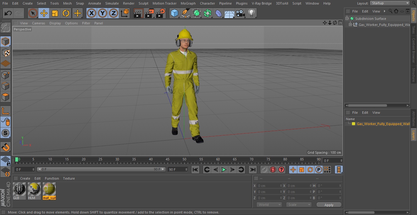 3D Gas Worker Fully Equipped Walking Pose model
