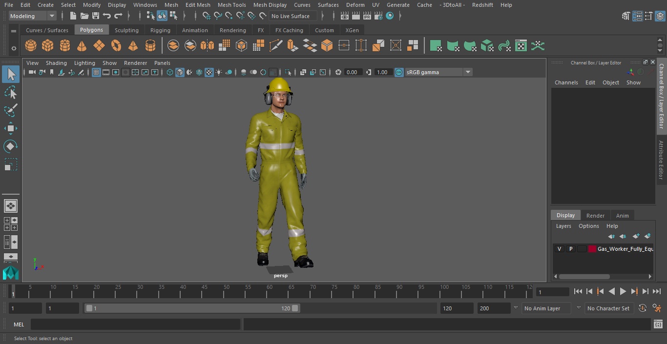3D Gas Worker Fully Equipped Walking Pose model