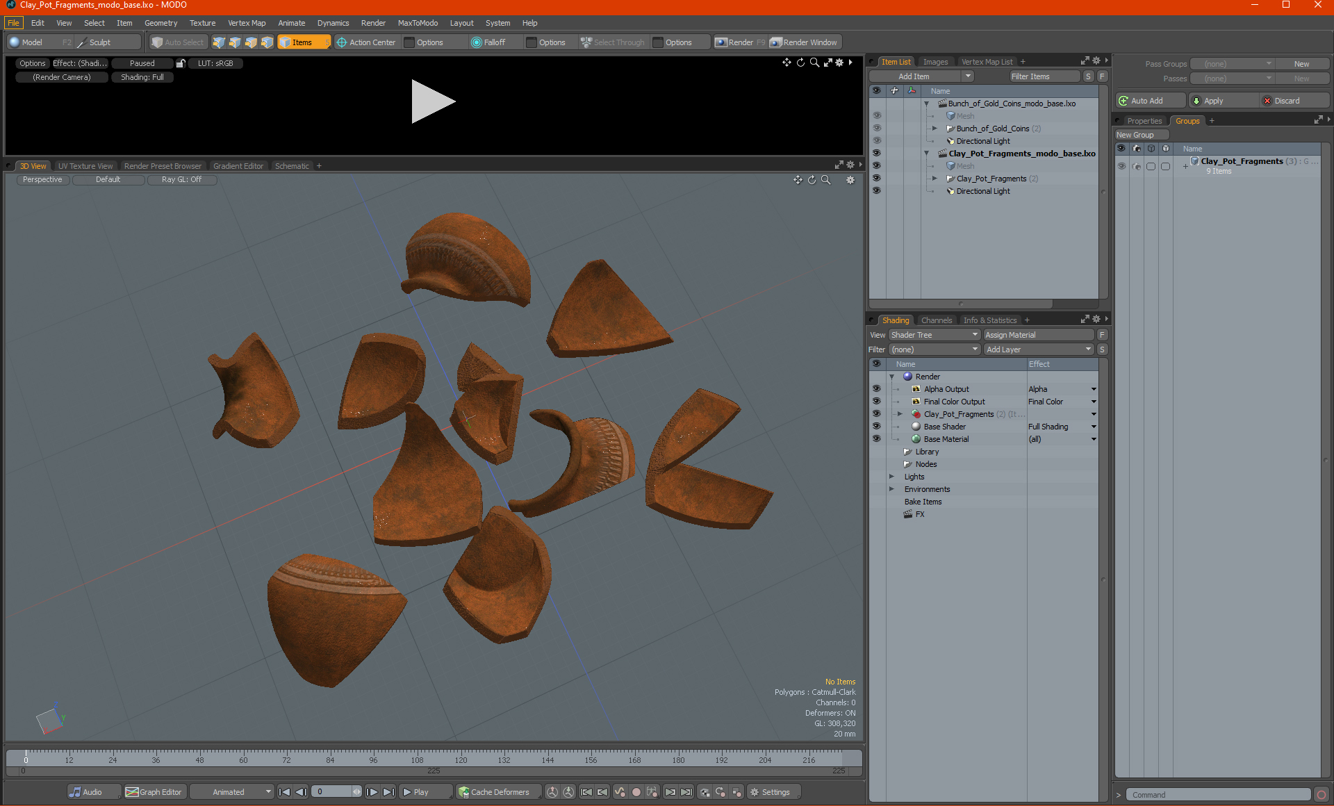 3D Clay Pot Fragments model