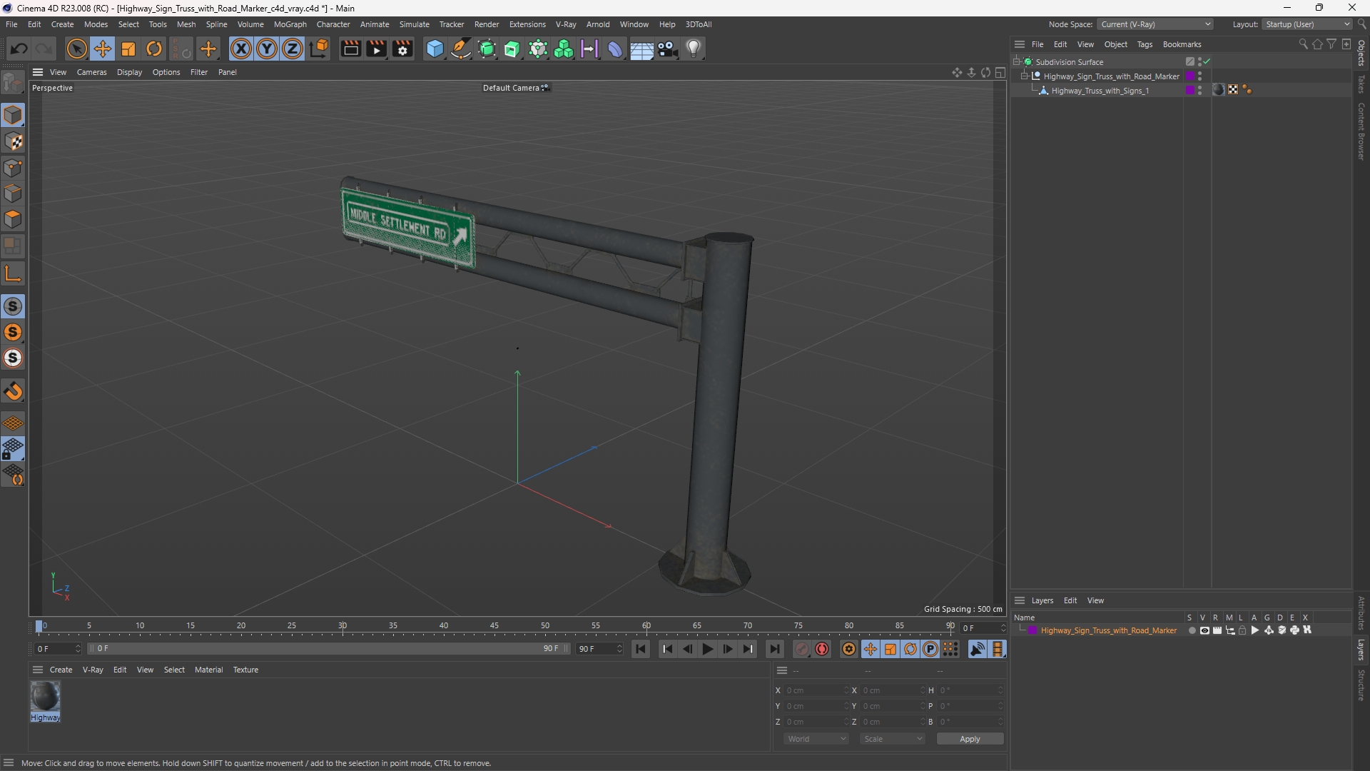 Highway Sign Truss with Road Marker - view 12
