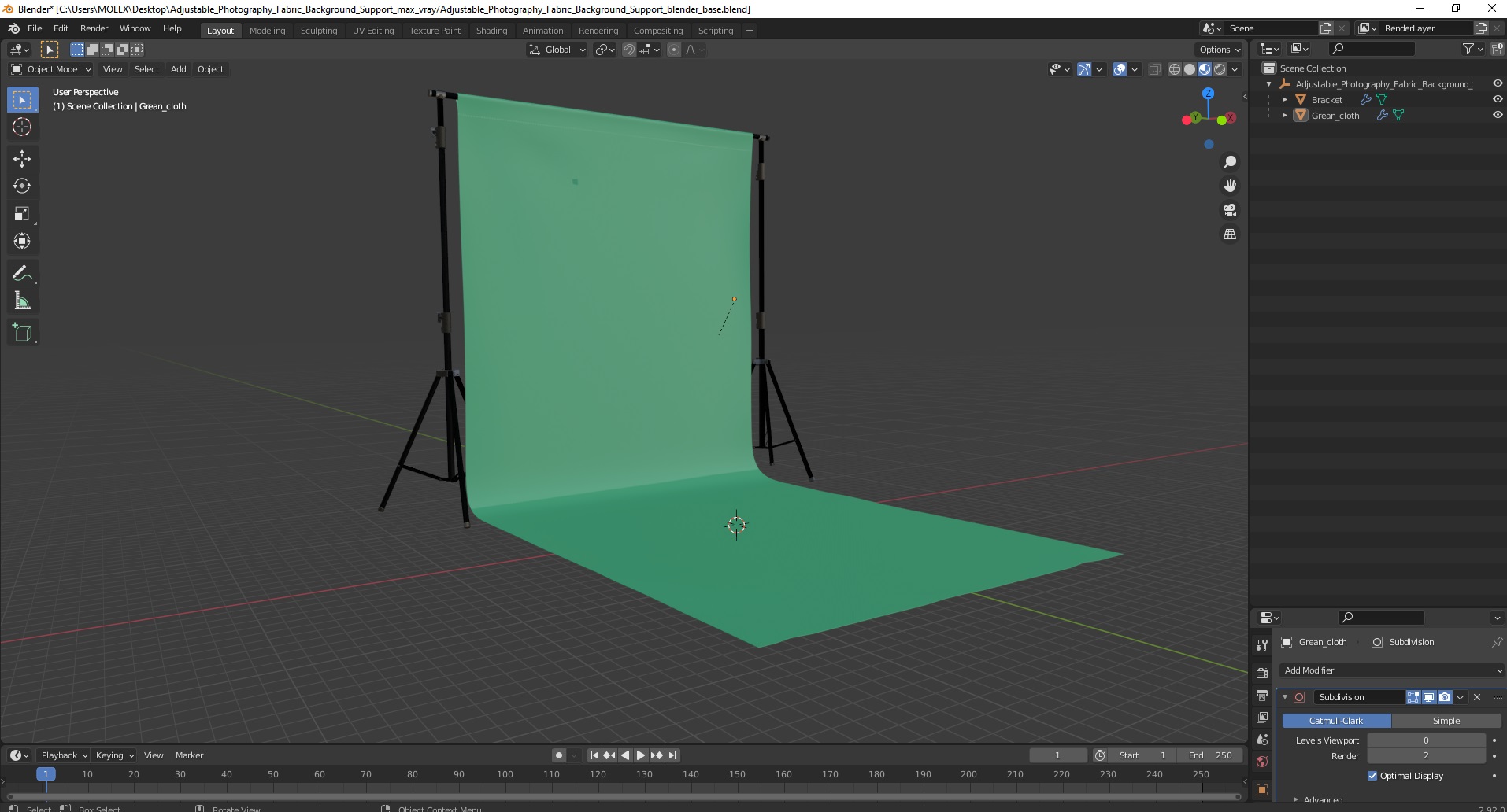 3D Adjustable Photography Fabric Background Support model