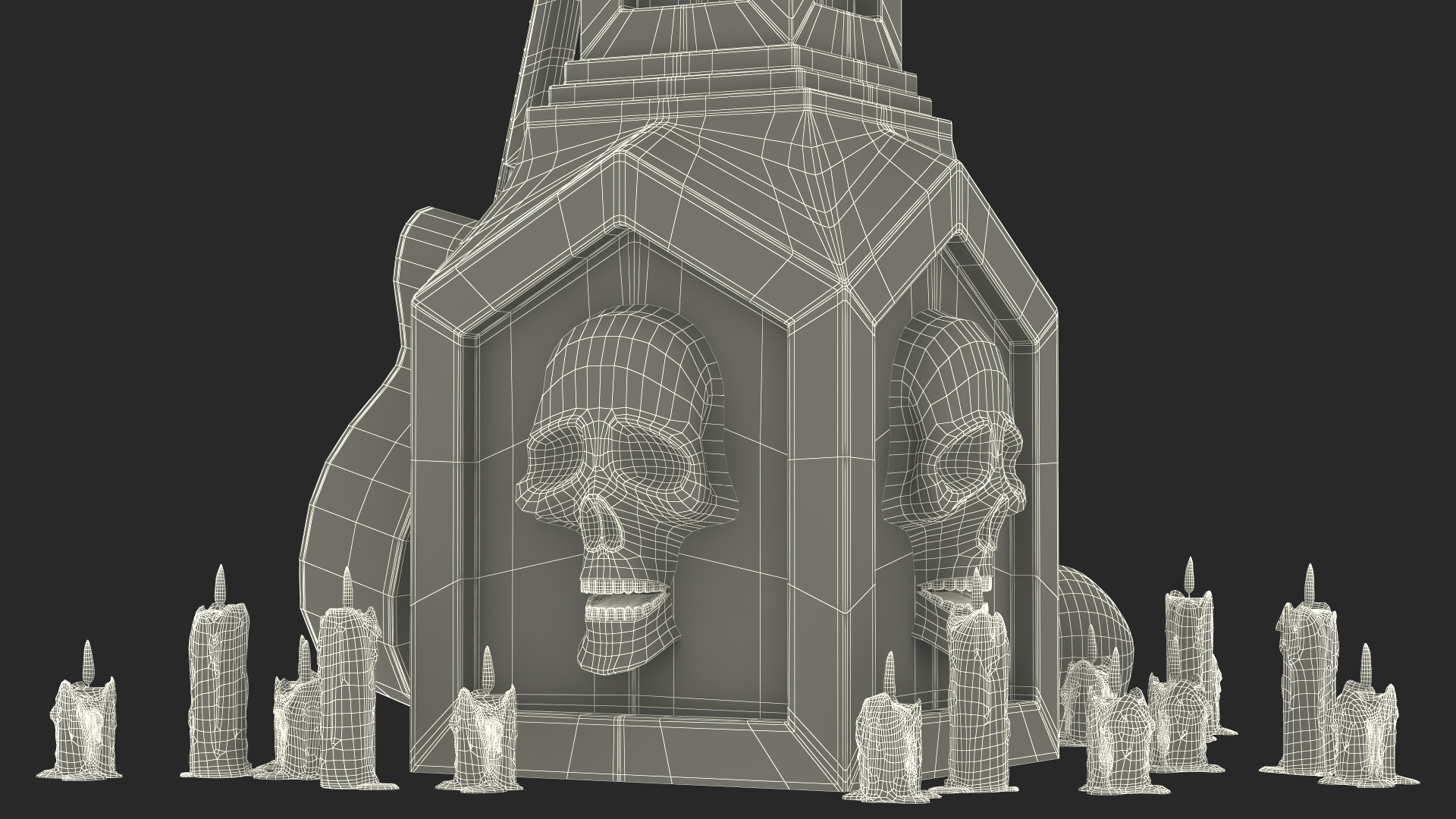 3D Graveyard Altar with Guitar Candles and Calavera model