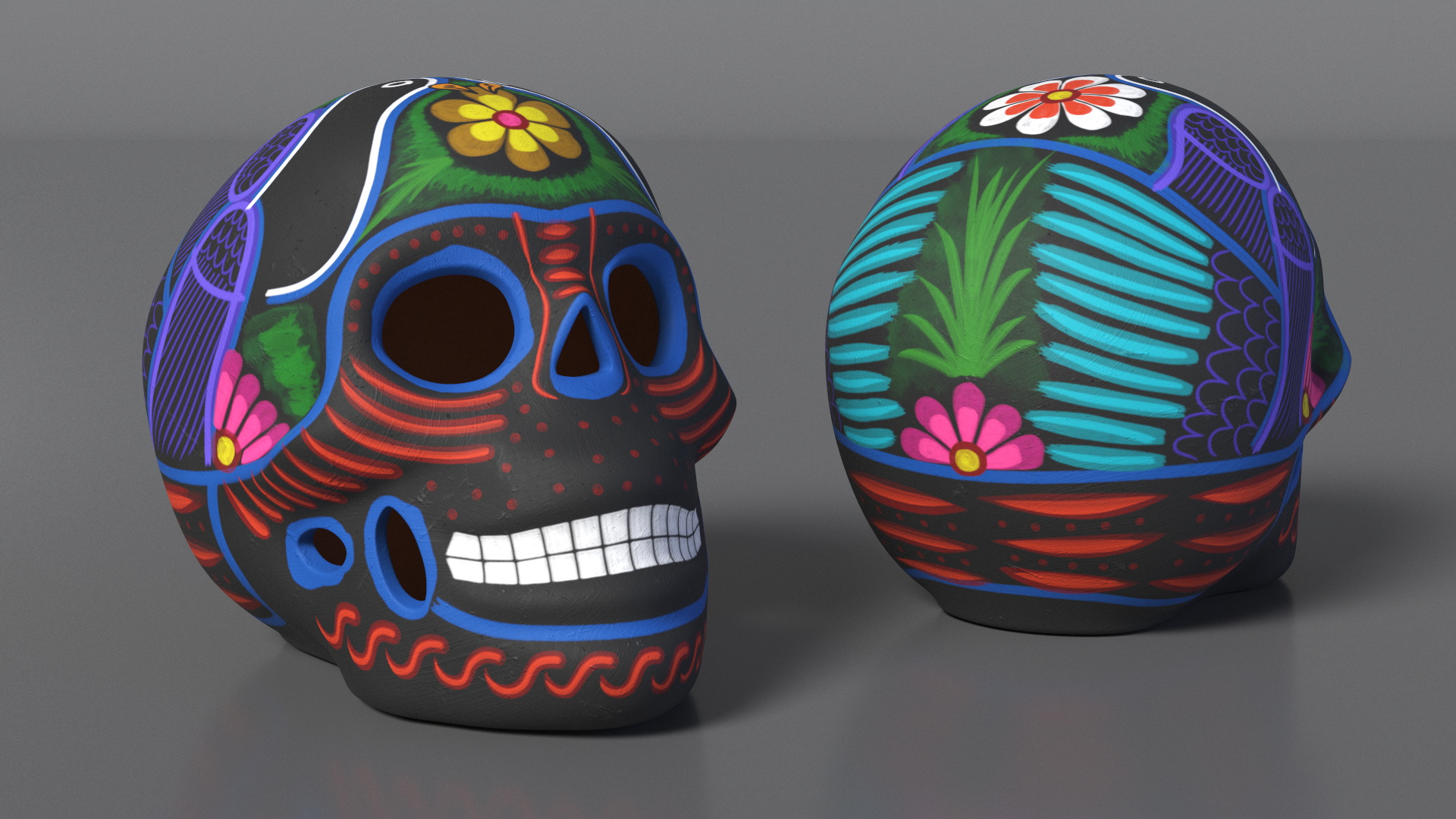 3D Graveyard Altar with Guitar Candles and Calavera model