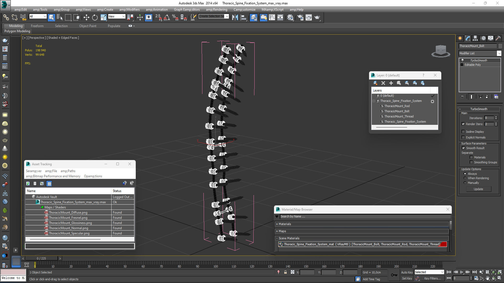 3D model Thoracic Spine Fixation System