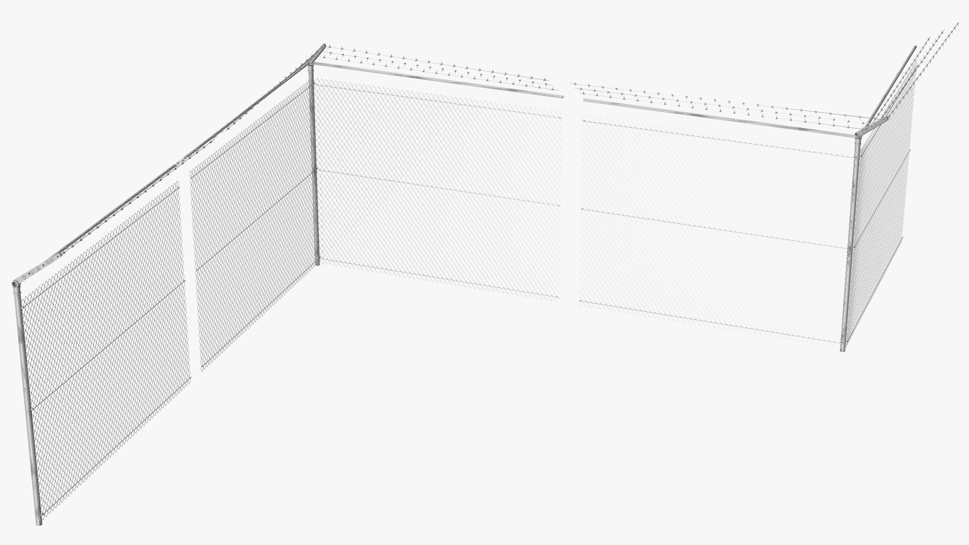 3D Barbed Wire Mesh Fence Sections