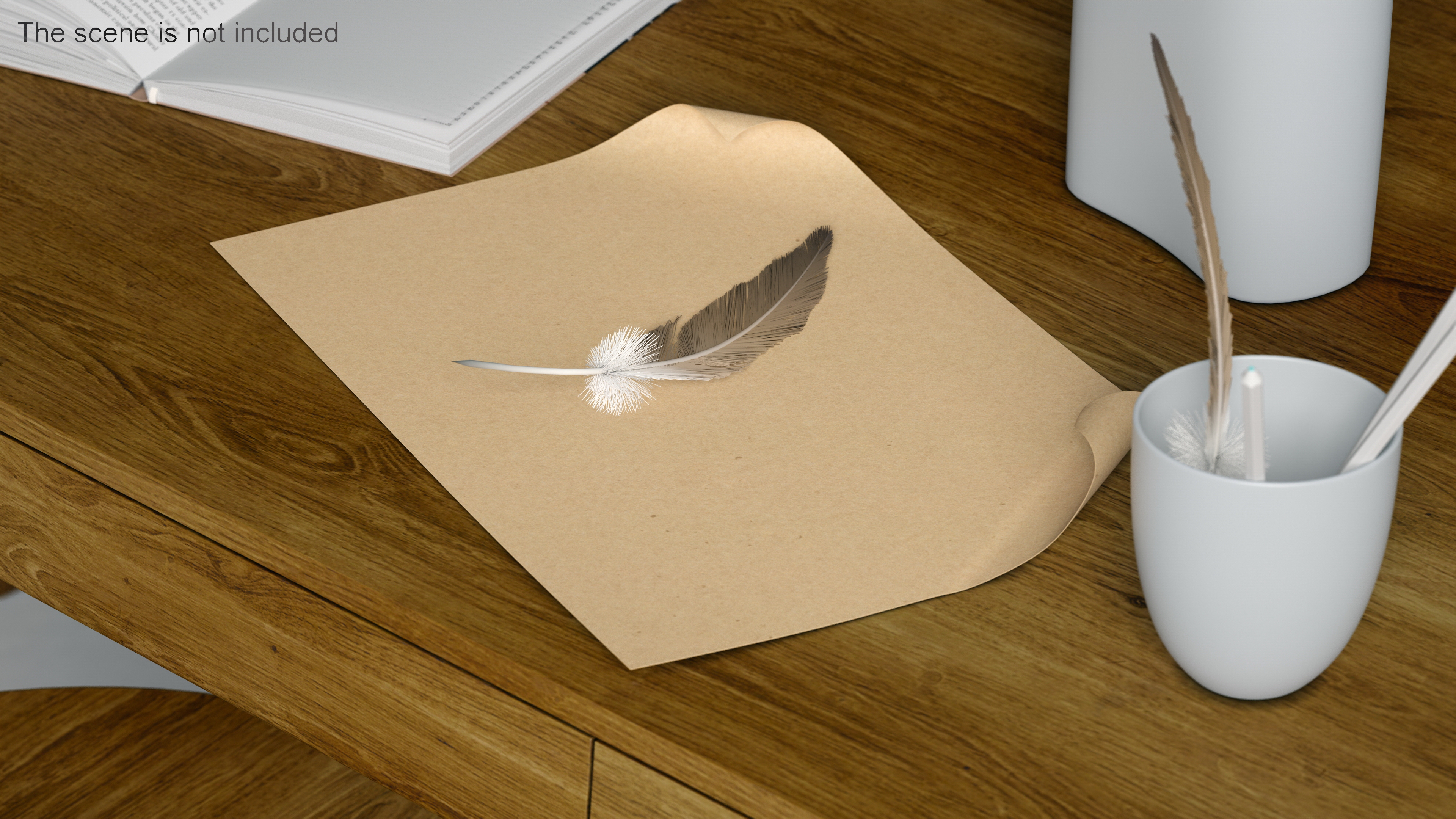 3D model Two Curled Corners Paper Brown