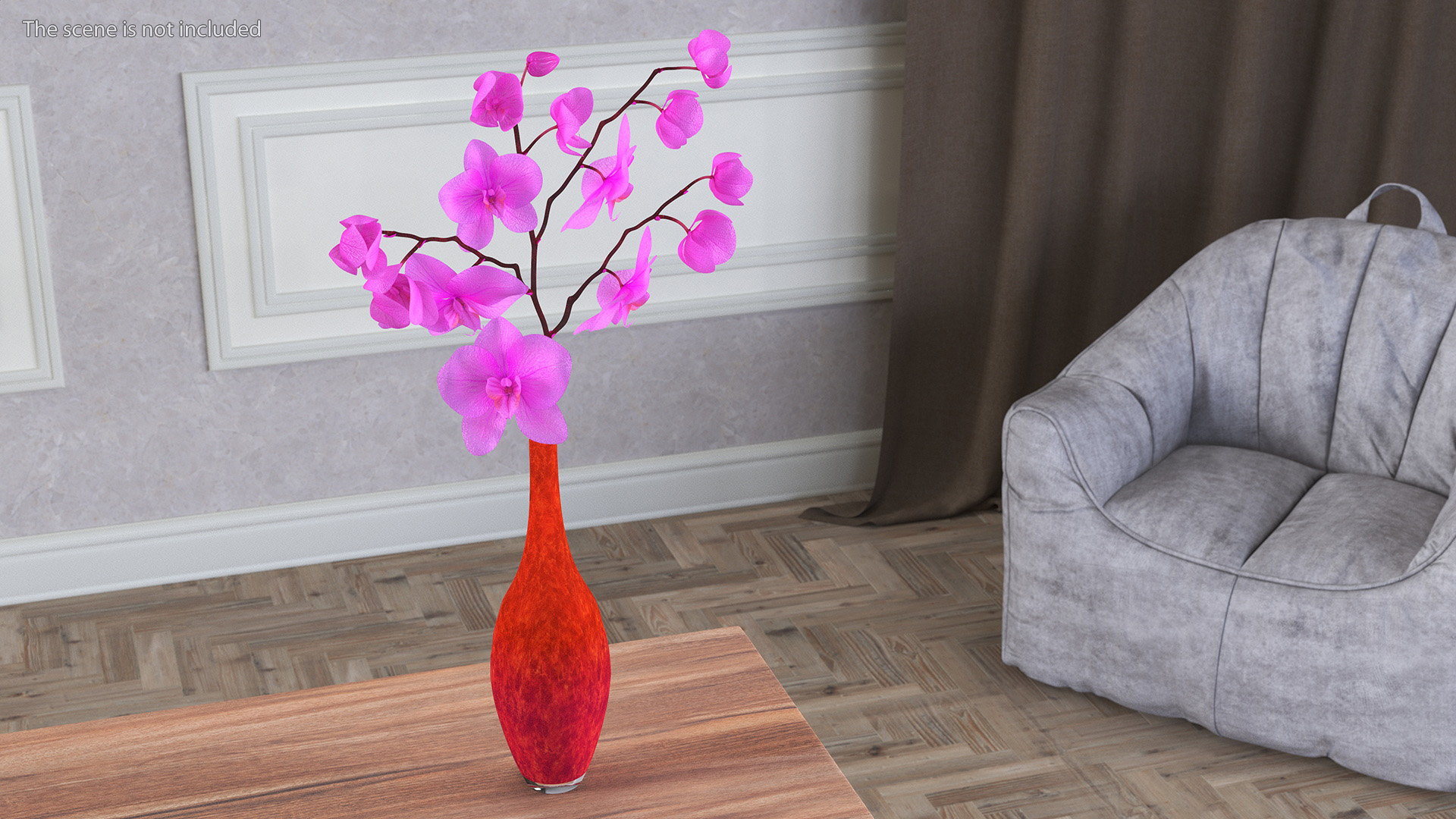 3D model Glass Vase with Pink Phalaenopsis Orchid